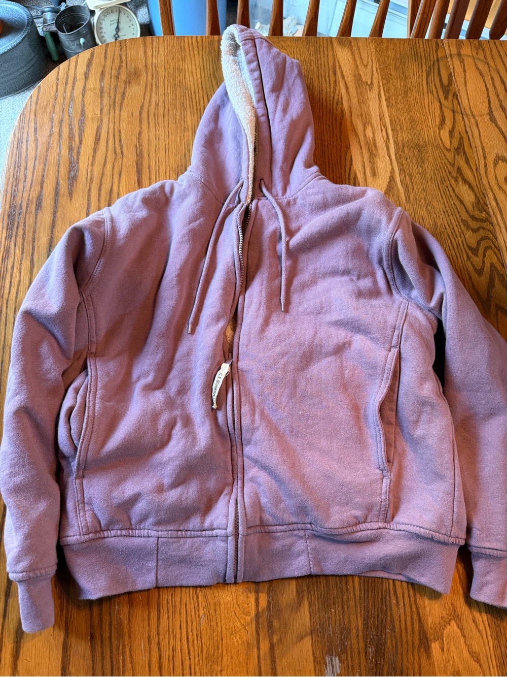 Women's Mauve Fleece-Lined Zip Hoodie
